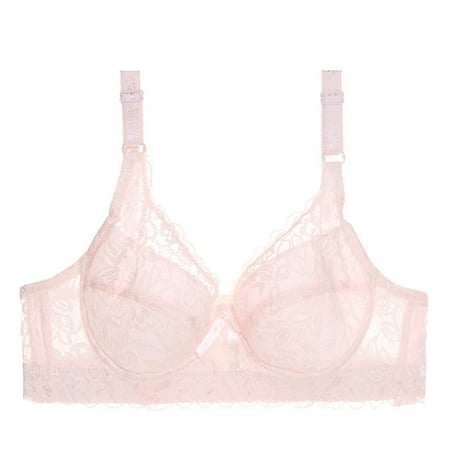 

CAICJ98 Lingerie for Women Womens Lace Gathered Bra Straps Cup Underwear (no Underwire) Sports Bra with Padding (Pink 90C)