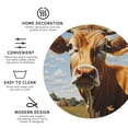 thumbnail image 3 of Lsque Daisy Flower Field Cow Pattern 4" Drink Coasters Set of 4, PVC Leather Absorbent Coasters, Table Coaster Set Decorative Coffee Cup Coasters Housewarming Gift -Round Shape, 3 of 6