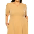 thumbnail image 5 of MOA Collection Women's Plus Size Dress with Puff Sleeves and Keyhole Front Casual Chic with Side Pock, 5 of 5