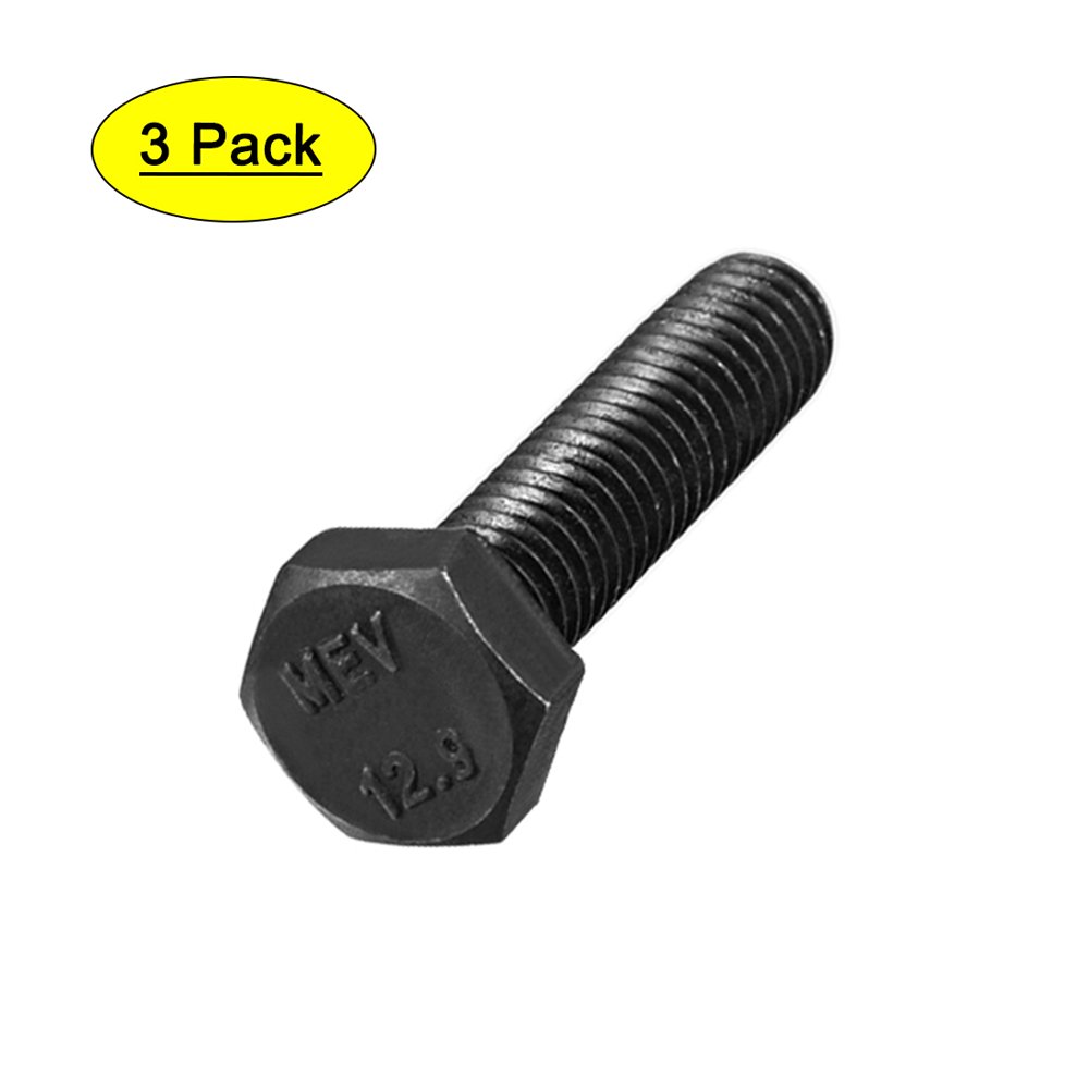M6x20 mm Hex Head Left Hand Screw Bolts Fastener Carbon Steel Black 3