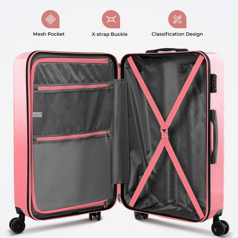 28-inch PC + ABS Large Checked Suitcase with Spinner Wheels and