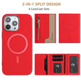 thumbnail image 3 of Decase Removable 2-in-1 Magnetic Wallet Case Compatible with iPhone 13 Pro,Fashion PU Leather Flip Cover with RFID Blocking,6 Card & Cash Slots,Shockproof Anti-Scratch PC+TPU Back Cover,Red, 3 of 12