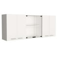 thumbnail image 2 of Modern White Wall Cabinet 150" - Two Close Cabinets, Open Shelves, Metal Handles, Built-in Dish Rack Holder Cabinet, For 2 Cabinets And Particle Board,, 2 of 6