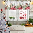 thumbnail image 5 of Christmas Poinsettia Curtain Valances for Windows, Kitchen Valance Window Treatments Panel 2 Pack, Xmas Cardinal Pine Cone Branches Rod Pocket Short Curtains for Bathroom Bedroom 54 x 18 Inch, 5 of 8