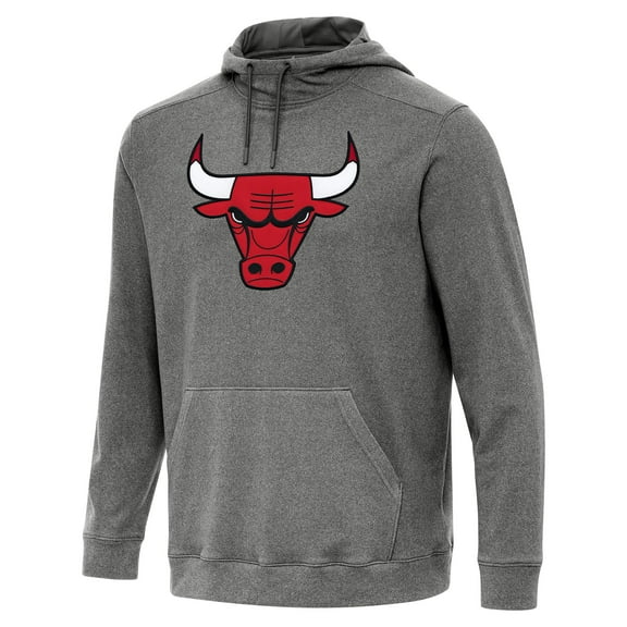 Men's Antigua Heather Black Chicago Bulls Cloud Pullover Hoodie