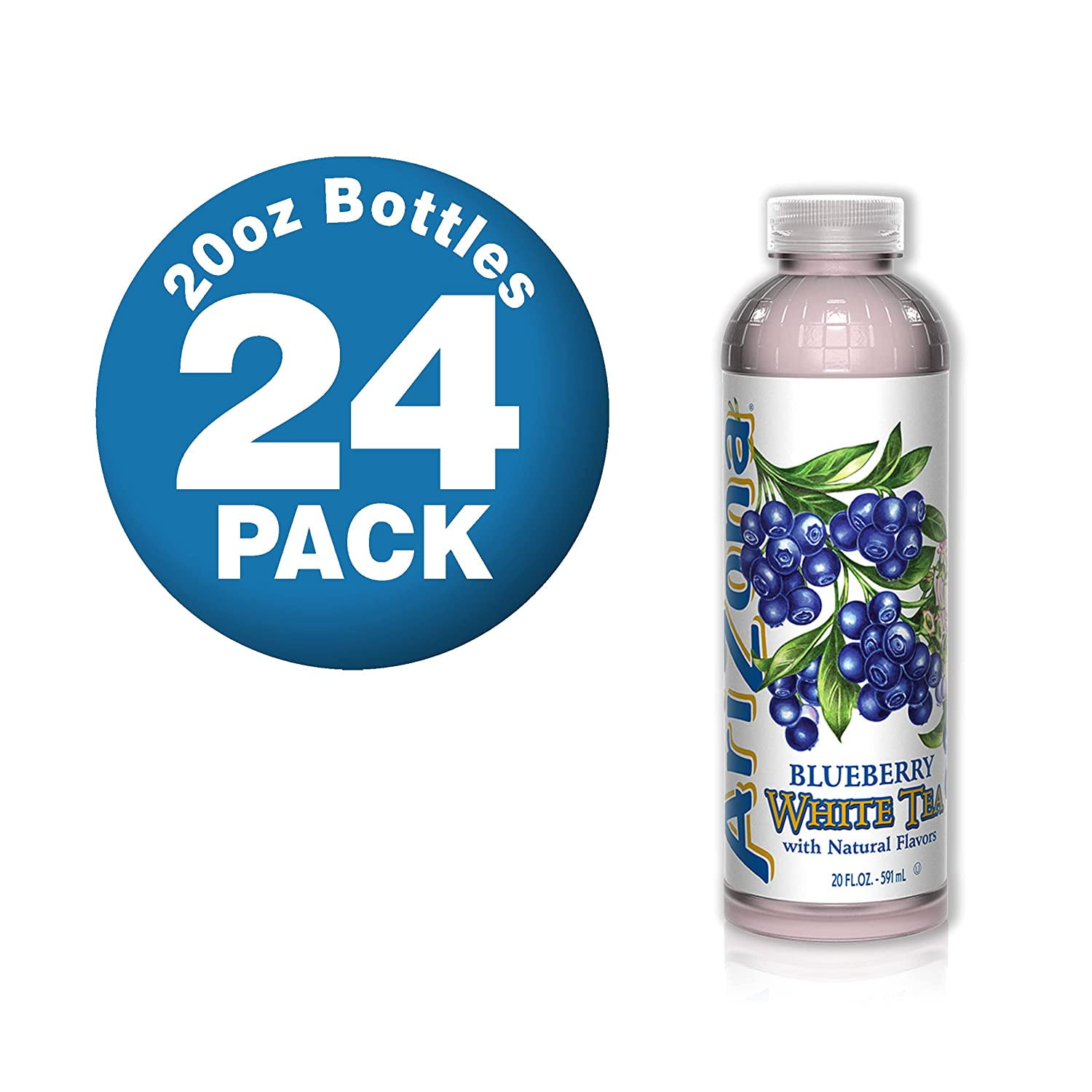 AriZona Premium Brewed Blueberry White, 20 Fl Oz, Pack of 24