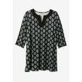 thumbnail image 2 of Woman Within Plus Size Contrast Notch-Neck Three-Quarter Sleeve Knit Tunic, 2 of 3