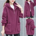 thumbnail image 6 of comerut Women Coat Thick Solid Color Pockets Long Sleeves Loose Warm Plush Zipper Cardigan Winter Jacket for Outdoor, 6 of 8