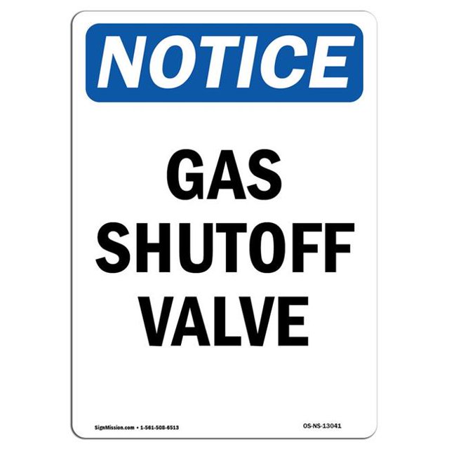 SignMission OS-NS-A-1218-V-13041 12 x 18 in. OSHA Notice Sign - Gas Shutoff Valve