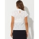 thumbnail image 5 of Blusa Semitransparente Con Cuello Alto Y Manga Corta Con Abertura En La Espalda Y Encaje Para Mujer blanco M, 5 of 6