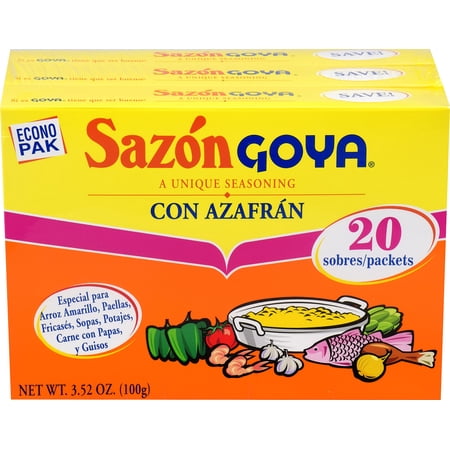 Goya Foods Sazón Seasoning With Azafran 3.52 Ounce (Pack Of 3) Packaging May Vary