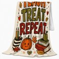 thumbnail image 2 of Teach Treat Repeat Quote with Pencils Apple Notebook Books Pumpkin and Leaves, Fun Autumn School Style for Teachers, Classroom Motif and Teacher Gift, Warm Flannel Blanket, Home Decor, 2 of 9