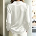 thumbnail image 5 of VJGBEGW Women Velvet Peter Pan Collar Button Down Blouses Long Sleeve oft Velour Shirts Loose Fit Dressy Casual Tops White S, 5 of 6