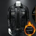thumbnail image 3 of Chaqueta de otoño e invierno para hombre, chaqueta de cuero informal, chaqueta de moto para hombre, chaqueta de cuero PU con solapa estilo coreano entallada para hombre, 3 of 5