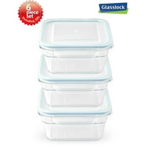 Glasslock Anti-Spill Airtight Glass Oven Safe Square Food Storage Containers (Set of 3)