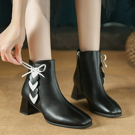 

Njoeus Knee High Boots Women High Boots For Women Womens Fashion Solid Boots Zipper Women Round Head Midheel Boots Shoes Boots Women