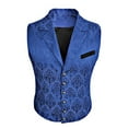 thumbnail image 2 of Mens Suit Vest Paisley Floral Print Vests Gothic Steampunk Formal Waistcoat Tuxedo Vests with Notched Lapels, 2 of 6