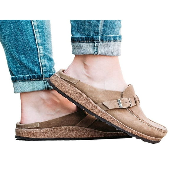 QJUHUNG Women Slip On Loafer Sneakers Trainers Ladies Casual Backless Flat Comfort Shoes Lightweight