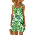 thumbnail image 2 of VBTAPA Sundresses for Women Tropical Print Sleeveless Pleated Mini Dress Hawaiian Beach Vacation Dresses Multicolor L, 2 of 7