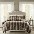thumbnail image 2 of Madison Park Zuri 4PC Faux Fur Comforter Set, Full/Queen - Brown, Adult, All-Season, 2 of 4