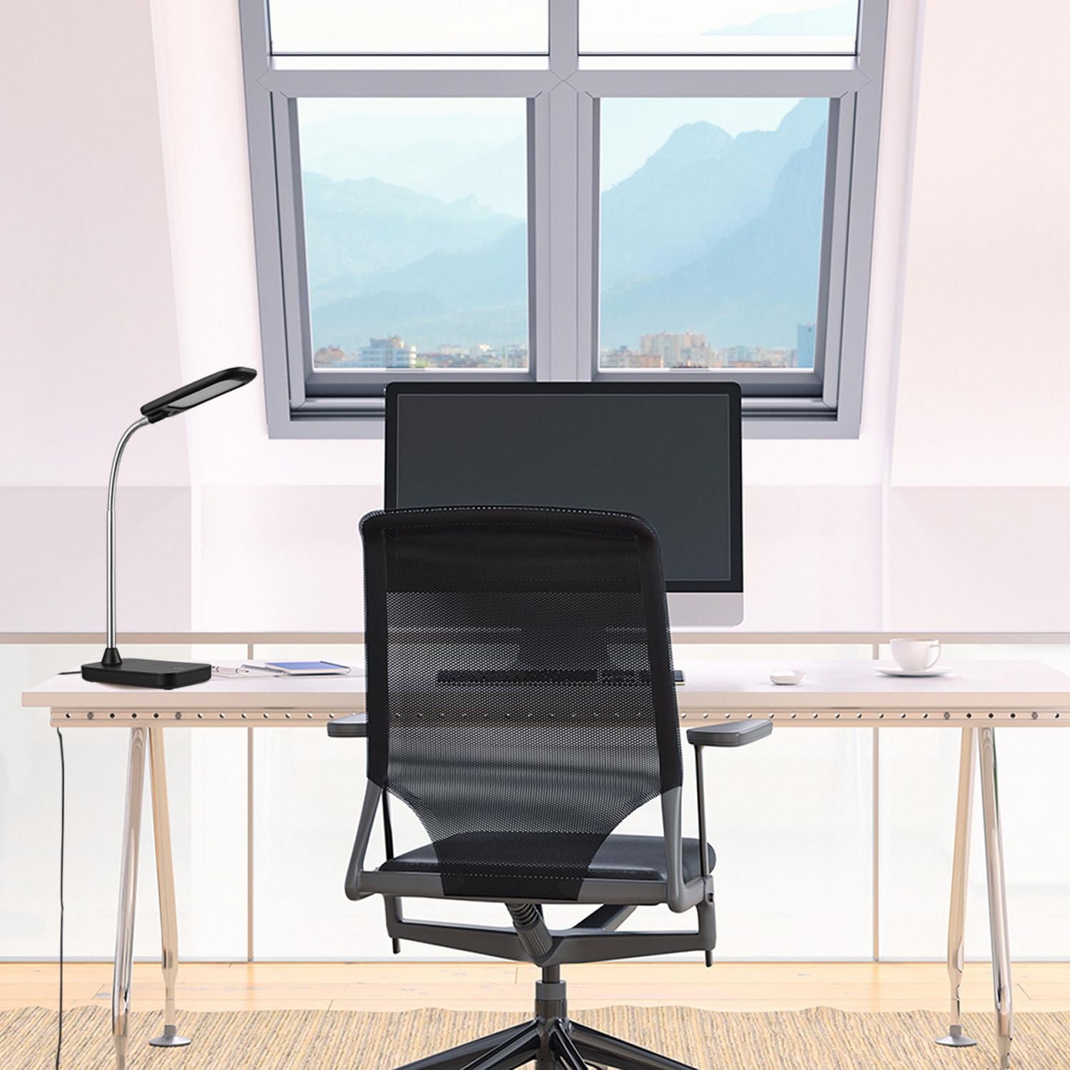 Globe Electric LED Integrated Metal Desk Lamp, Chrome Gooseneck, 5 Watts, 260 Lumens