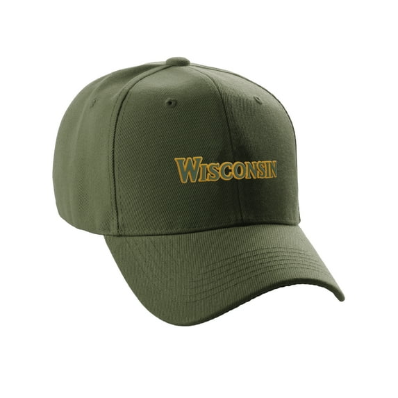 Daxton USA States Classic Structured Golf Dad Hat Cap, Olive Hat Wisconsin