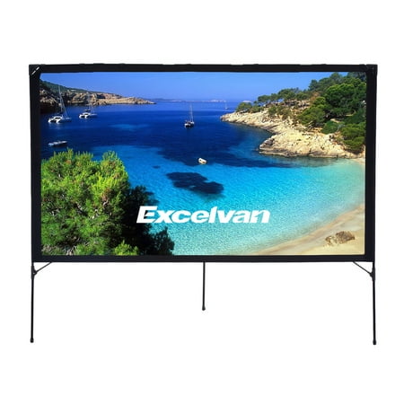 Excelvan 80 Inch 16:9 Foldable Outdoor Front Movie Screen With Setup Stand Full Set Bag Portable Transportable Projector Screen for Camping and Recreational