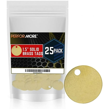 1.5" Solid Brass Numbered Valve Tags (1-25) Round Disc with 3/16" Hole, Stamping Chits for Pipe Valves, Keys, Tool and Equipment Labeling (Pack of 25)