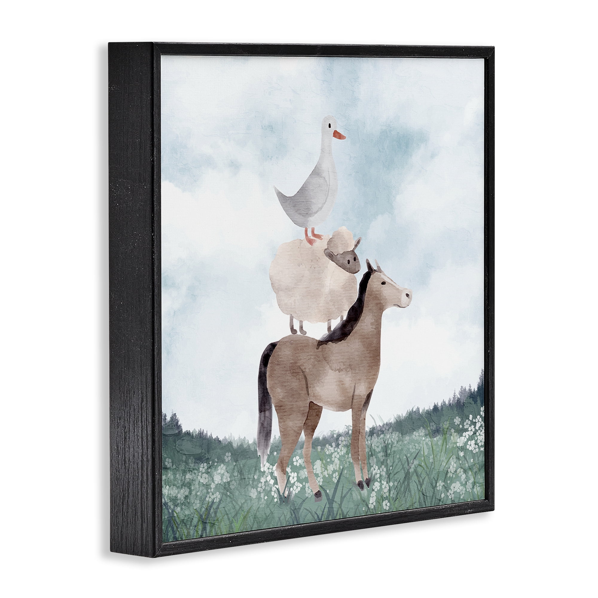 Stupell Industries Muted Blue Sky Farm Black Framed Giclee Art, design by Kim Allen