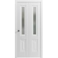 thumbnail image 1 of Sliding Closet Bi-fold Doors 36 x 80 inches | Lucia 8822 White Silk with Frosted Glass | Sturdy Tracks Moldings Trims Hardware Set | Wood Solid Bedroom Wardrobe Doors, 1 of 5