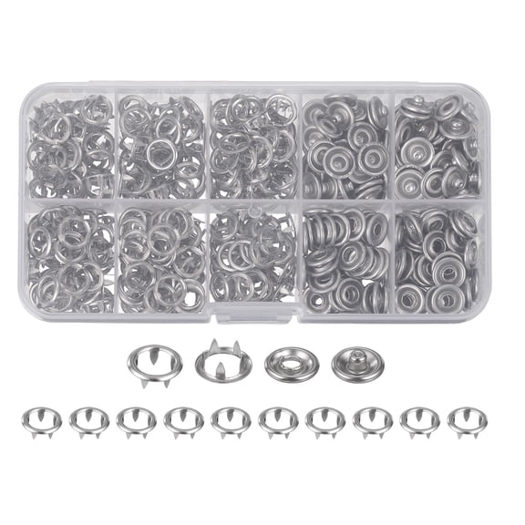 Uxcell 50 Sets Metal Snap Button Kit, 9.5mm Sewing Snaps with Storage Box Sewing Supplies Leather Working Tools for DIY Crafts Making Clothes Bags, Silver