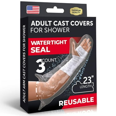 100% Waterproof Cast Cover Arm - [Watertight Seal] - 3pk Reusable Adult Cast Covers for Shower Arm