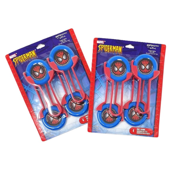 Pack of 2 - Marvel Spiderman Disc Launchers Party Favors Treats - 2 Packs of 4 - 8 Total