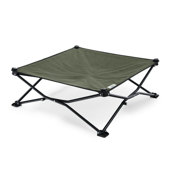 Coolaroo Elevated Pet Bed On-The-Go with HeatShield Cooling Fabric, Everglade Green, Small