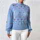 thumbnail image 1 of Jersey de gran tamaño de color liso para mujer suéter de punto elástico ligero atuendo diario, 1 of 9