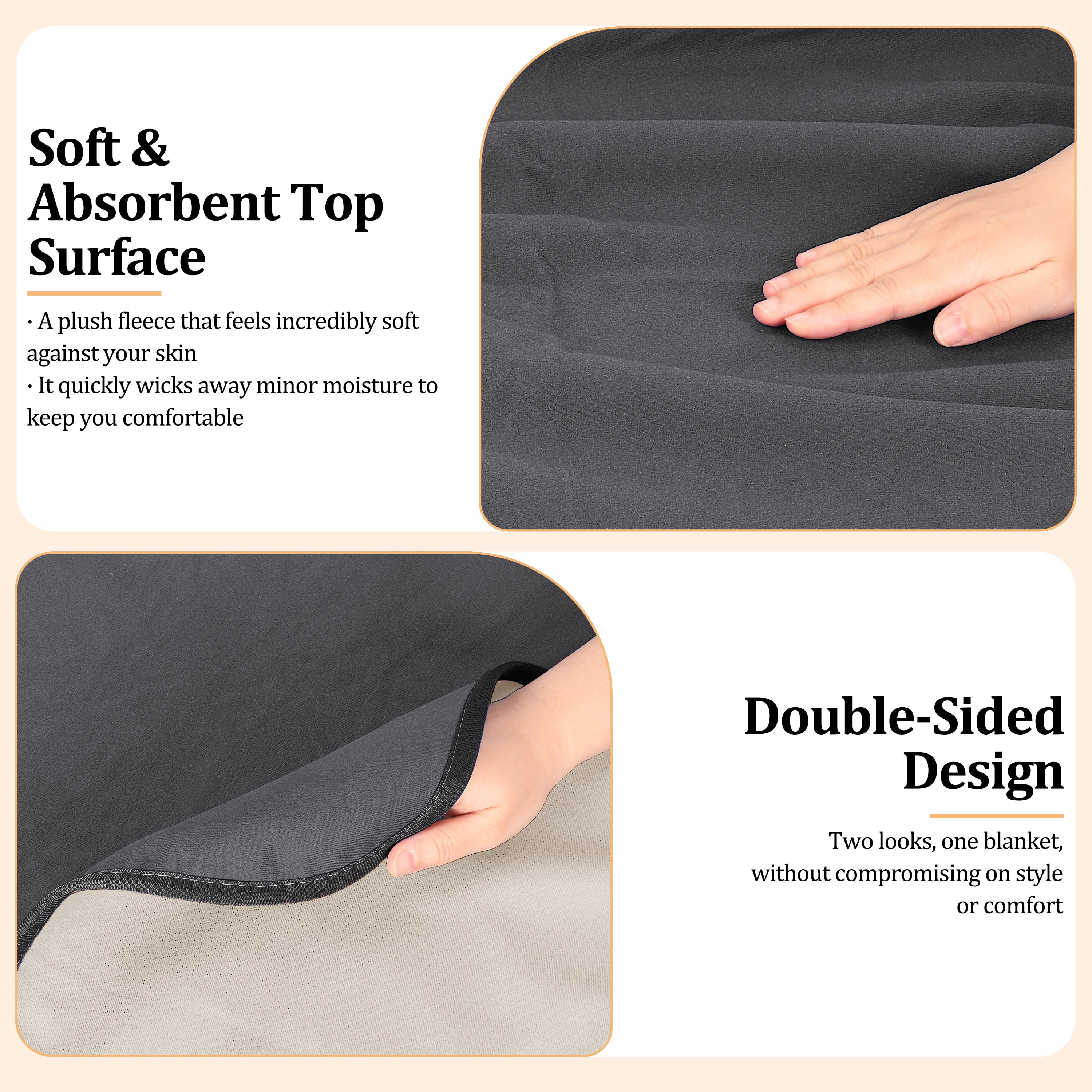 Catalonia Waterproof Blanket for Couch, Reversible Washable Sofa Bed Coverlet Protector | Leak Proof, Comfortable | for People and Pets, 50" x 60", Grey/Taupe