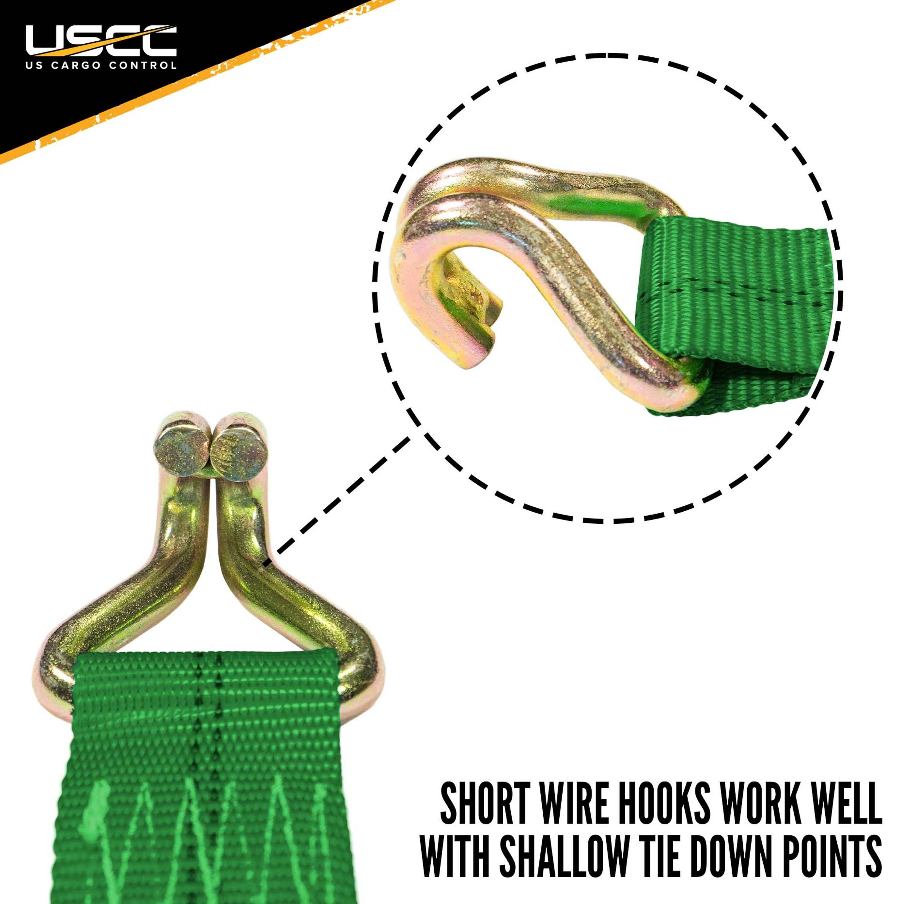 US Cargo Control Ratchet Tie Down Strap, 2 Inch x 12 Foot Ratchet Strap With Double J Hooks, Green Ratchet Straps, Secure Cargo with Ease, Strap Provides Needed Strength Durability