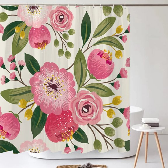 High Quality Nordic style Flower Leaf Printed Fabric Shower Curtains Bath Screen Waterproof Products Bathroom Decor with