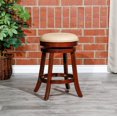 thumbnail image 5 of 24" Leather Counter Stool With Soft Cushion, 360° Swivel Round Bar Stool With Solid Wood Frame and Round Footrest, Backless Swivel Stool, Cherry Finish, Bone Leather Seat, 5 of 8