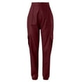 thumbnail image 5 of WTXUE Cargo Pants, Leather Pants Women's Faux Leather Loose Solid Pant High Waist Baggy Jogger Pant with Pockets, Womens Trousers Pantalones De Mujer Pantalones De Mujer, Red, 5 of 7