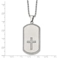 thumbnail image 5 of Avariah Diamonds Chisel Stainless Steel Brushed Laser Cut Edges and Cross Dog Tag on a Rope Chain Necklace - 24", 5 of 8