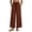 Brown, variant on Womens Solid Linen Side Split Lace Fringe Wide Leg Pants Bohemian Resort Casual Brown S