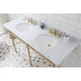 thumbnail image 4 of Water Creation Embassy 60"W Double Brass Wash Stand in Satin Gold & White, 4 of 9