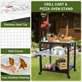 thumbnail image 6 of NUUK Heavy Duty Grill Cart 30"x24", Outdoor Pizza Oven Table with Stainless Steel Top, 3-Tier BBQ Prep Table with Sliding Drawer, Outdoor Kitchen Serving Cart for Grilling, Patio, 6 of 7