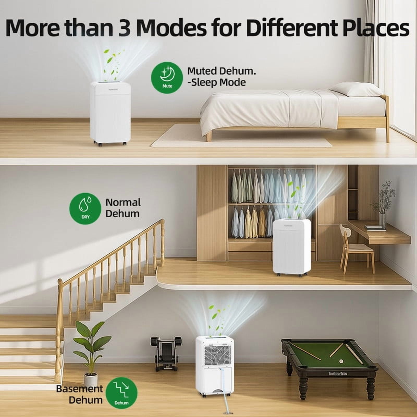 4,000 sq.ft 42 pt White Dehumidifiers for Bedroom Bathroom Home,with Drain Hose,Child Lock,Dehumidify Efficiently