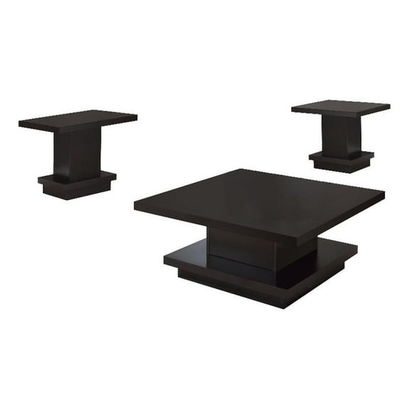 Reston 3-piece Square Coffee and End Table Set Cappuccino