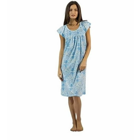 

Dream8Teen Women s Cap Sleeve Floral Nightgown 00115 Blue Medium