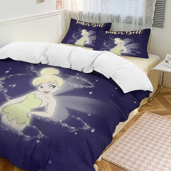 Tinker Bel 3 Piece Comforter Bedding 1 Set Super Soft Quilt Cover with 2 Pillowcases Funny Merch Movie Fans Gifts for Girls Boys Kids Adults 86"×70"