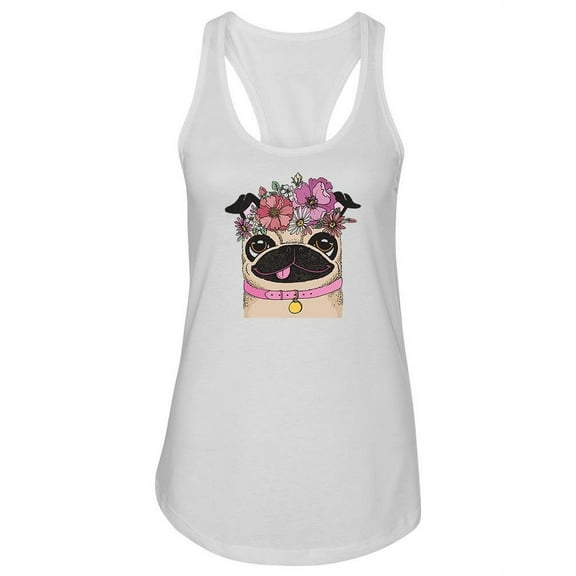 Pug Wearing Wreath Tank Women -Image by Shutterstock, Female x-Small