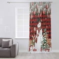 thumbnail image 3 of Red Plaid Christmas Semi Sheer Curtains Drapes for Living Room,Bedroom,French Doors Window 63 Inches Long,Snowman Xmas Tree Ball Elk Snowflake Rod Pocket Chiffon Curtain Voile Drapery Panel, 3 of 6